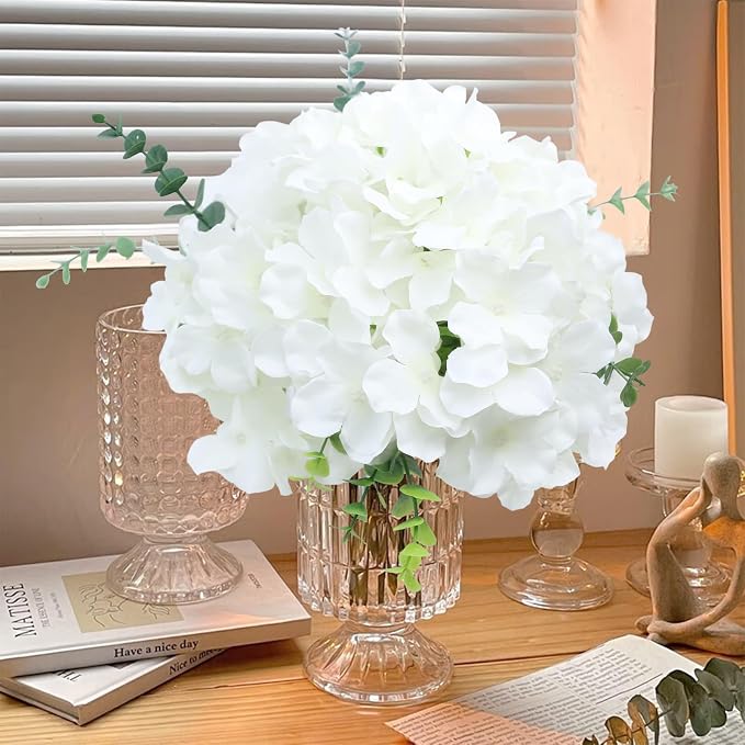 AVIVIHO 65pcs White Flowers Hydrangea Artificial Flowers Bulk Ivory White Fake - Image 3