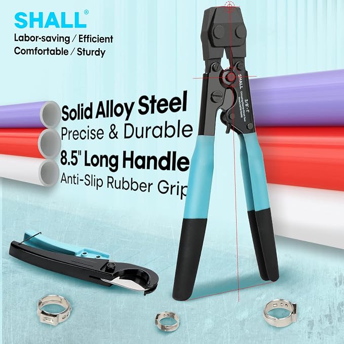 SHALL Pex Crimping Clamp Cinch Tool and Pipe Hose Cutter, Pipe Fitting Crimper - Image 3