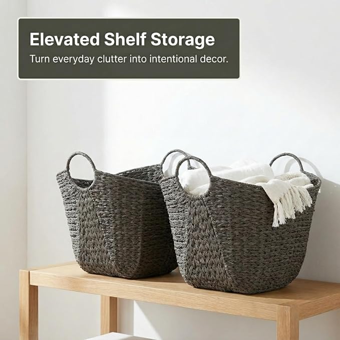 Household Essentials Handwoven Paper Rope Storage Basket - Image 11
