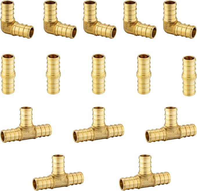 15 Pack Foskan 3/4 Inch PEX Barb Crimp Fittings Set | 5 Pieces Each:Elbow by Unknown