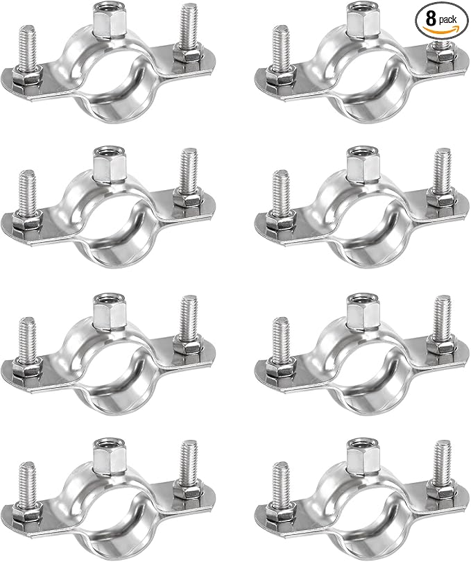 HARFINGTON 8 Pcs Adjustable Pipe Bracket Clamps 13/16" Stainless Steel Wall by HARFINGTON