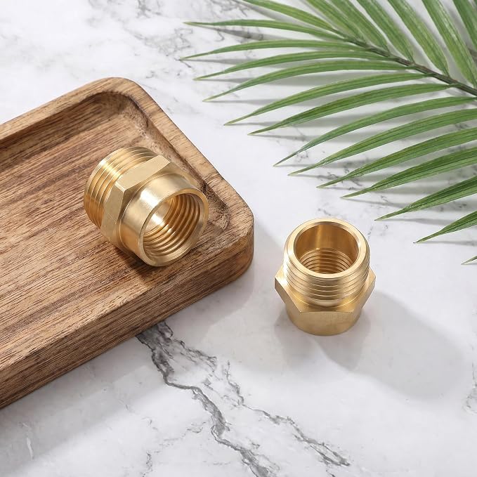 Yolev 2Pcs 1/2 Female to 3/4 Male Hose Adapter, No Leak Brass Garden Hose - Image 2