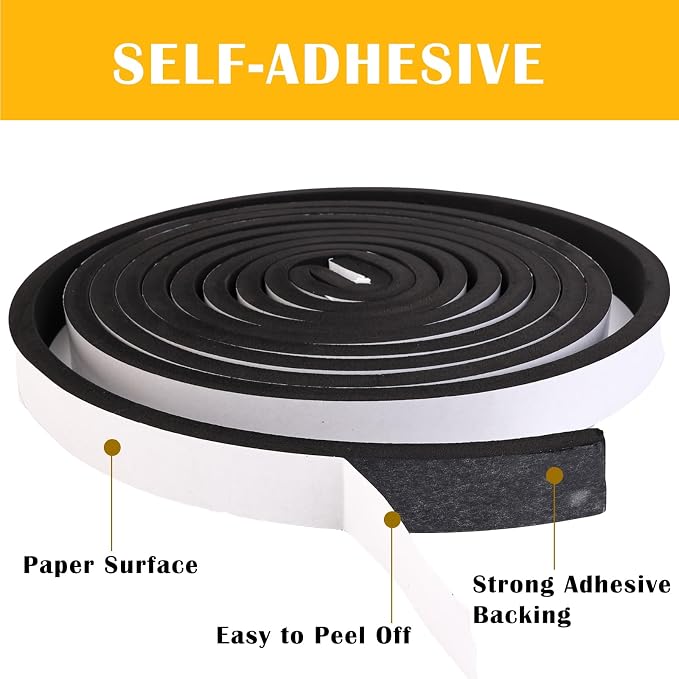 2" Wide x 1/8" Thick Closed Cell Weather Stripping, Sponge Rubber Foam Tape - Image 4