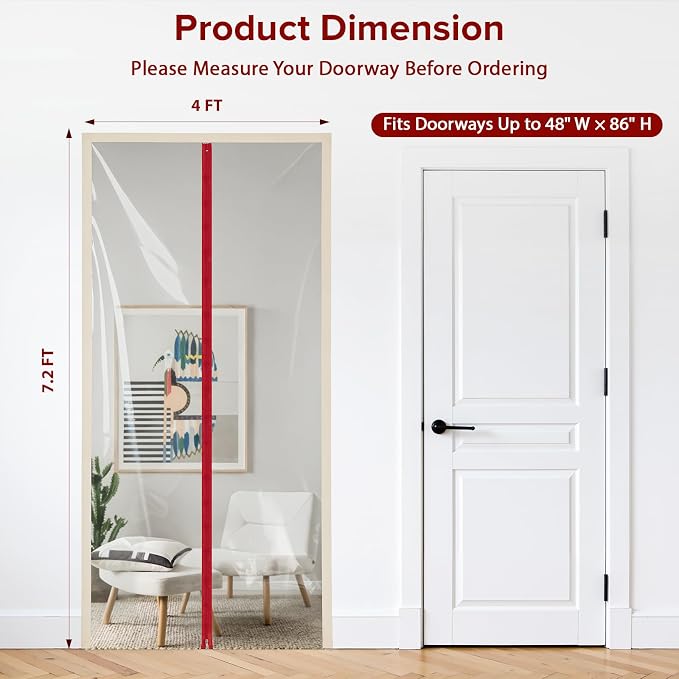 2-Pack Dust Barrier Plastic Zipper Door, 4 ft x 7.2 ft Construction Cover - Image 2