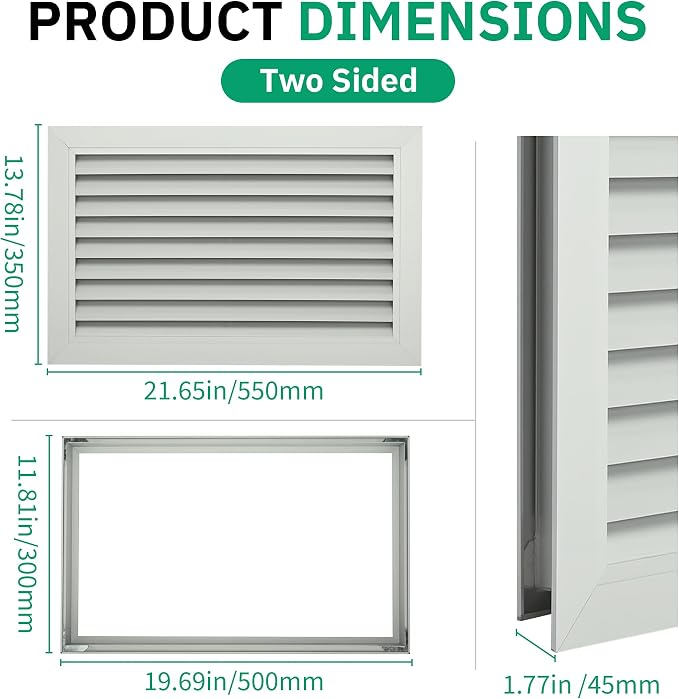 Door Vents for Interior Doors Two Sided, 20” x 12” Door Louver Vent Aluminum - Image 3