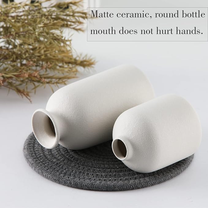 CEMABT White Ceramic vase Set-3 Small Flower vases - Image 5