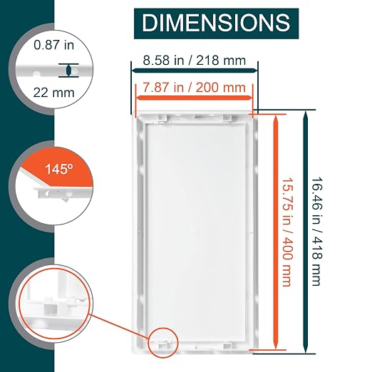 8" x 16" White ABS Plastic Plumbing Access Panel - Image 2