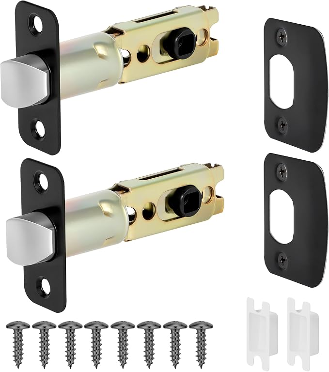 2 Pack Black Door Latch Replacements, 8mm Big Spindle Hole, 45°Turning Angle by POFEIKTS