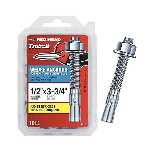 Red Head TruBolt 1/2 x 3-3/4" Heavy-Duty Wedge Concrete Anchors by Unknown