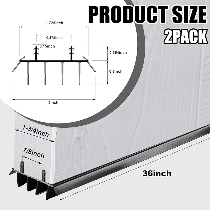 Pushglossy 2 Pcs Door Bottom Seal - Image 2