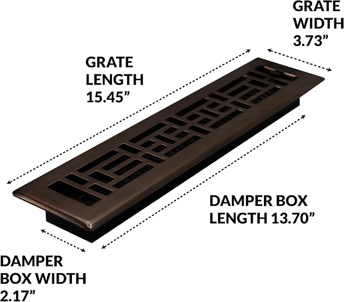 Decor Grates AJH214-RB Oriental Floor Register, 2x14 Inches, Rubbed Bronze - Image 5