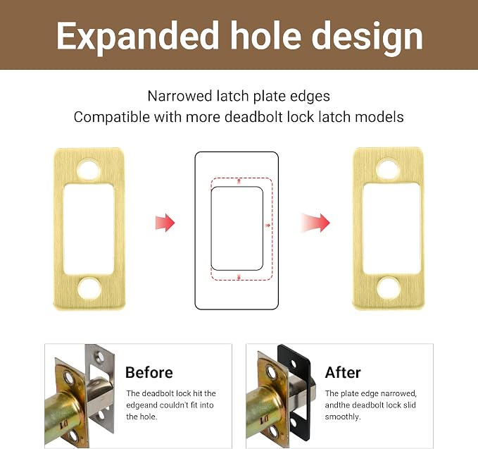 Deadbolt Restorer Strike Plates Narrow Side and Large Hole, Round Corner | - Image 4
