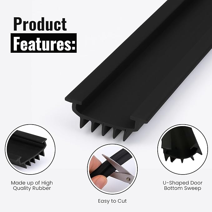 CBW KC Hardware U Shaped Rubber Door Bottom Sweep| Weather Stripping Door Seal - Image 3