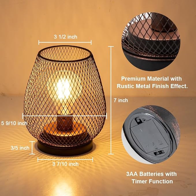 Set of 2 Battery Operated Lamp LED Table Lantern, Events - Image 3