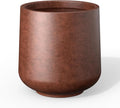 Kante Accent Round Curved Rusty Concrete Planter 13" Dia, Outdoor | Rubber Plug by Unknown