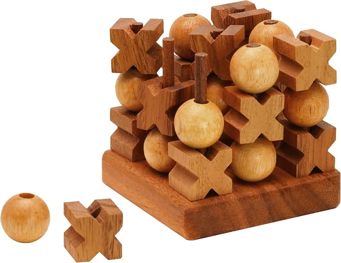 BSIRI 3D Wooden Tic Tac Toe Rustic Coffee Table Decor Unique Gifts - Image 8