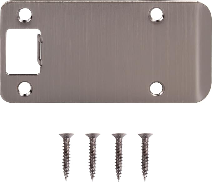 Round Corner Extended Lip Strike Plate, 2-1/4" x 4", Antique Nickel - Image 2