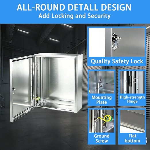 Electrical Enclosure 12x12x8, 304 Stainless Steel Enclosure IP66 Waterproof and - Image 4