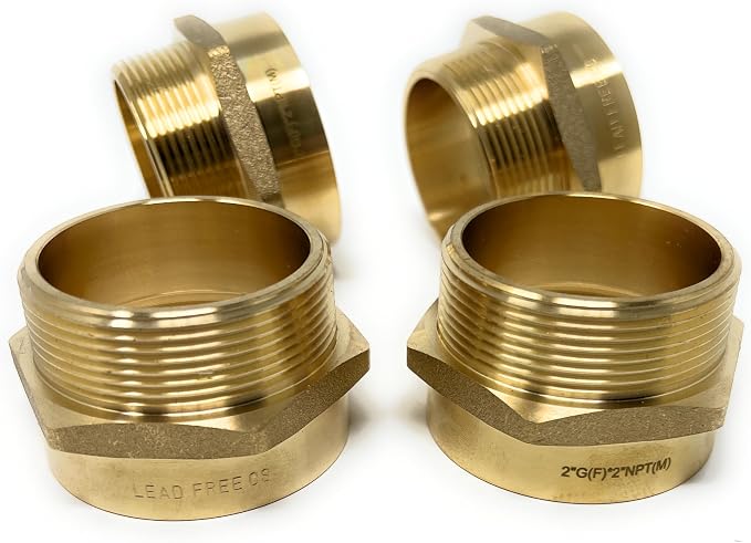 Cascada 2" G Thread Female to NPT Male Pipe Fitting Adapter | Lead-Free Brass - Image 7