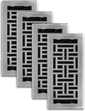 Decor Grates AJH410-NKL Oriental Floor Register, 4x10 Inches, Brushed Nickel by DecorGrates