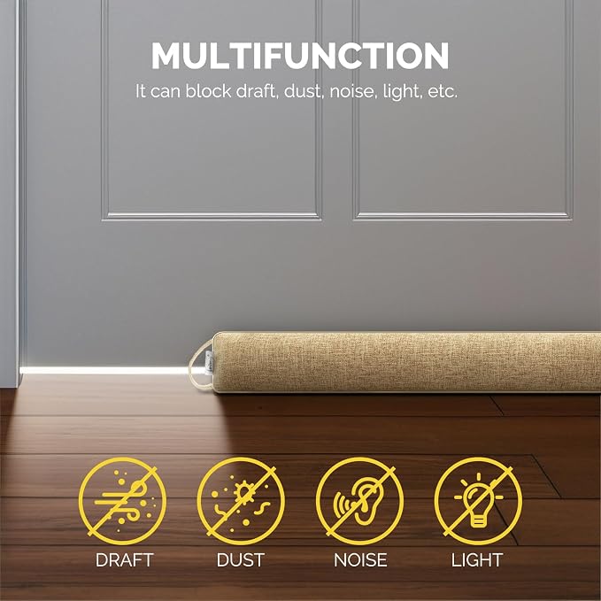 fowong 32" Door Draft Stopper, Weighted Under Door Noise Stopper, Oatmeal | - Image 4