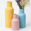 Colorful Ceramic Vases Set of 3, Matte Round Vertical Ribbed, Minimalist by TrendEcoHome