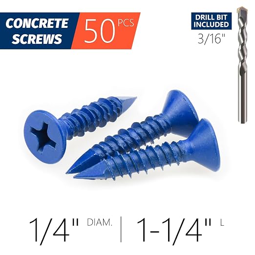 1/4" x 1-1/4" Concrete Screws Anchor, Cement or Stucco - Image 2