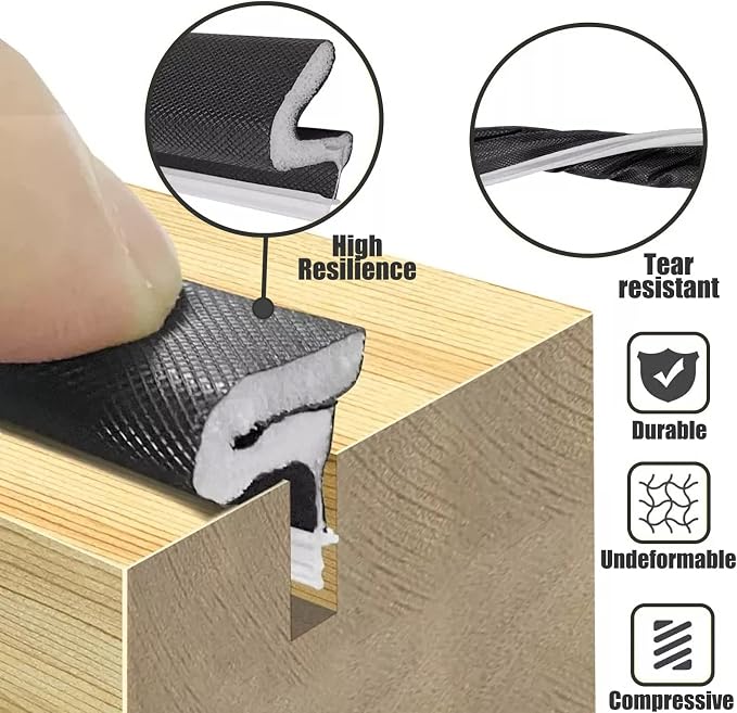 YZGJM Door Frame Kerf Non-Adhesive Weather Stripping Seal Strip PU Foam - Image 4