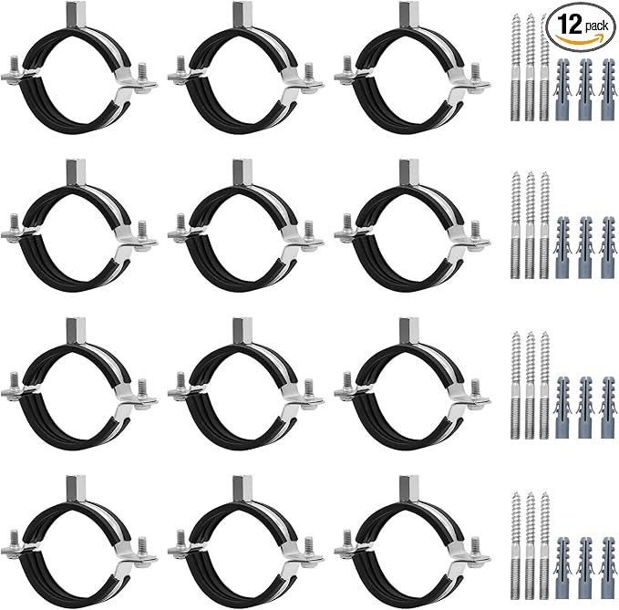 12 Pcs 1.5-1.7 Inch Split Ring Pipe Hanger, 38-43mm Heavy Duty Adjustable Pipe by AKIHISA