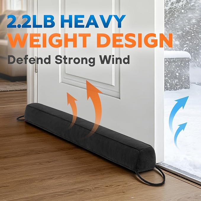 Comfyanno 38” Weighted Under Door Draft Stopper, 2.2lb Door Wind Blocker | Fits - Image 4