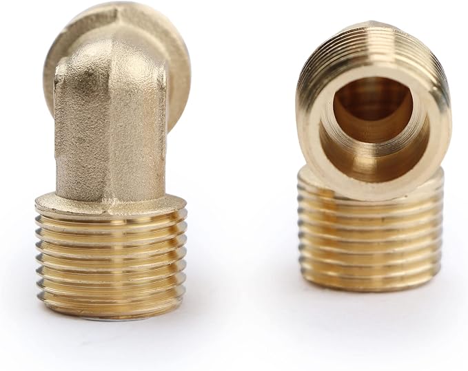 U.S. Solid 2pcs 90 Degree Barstock Street Elbow Brass Pipe Fitting 3/8" NPT - Image 4