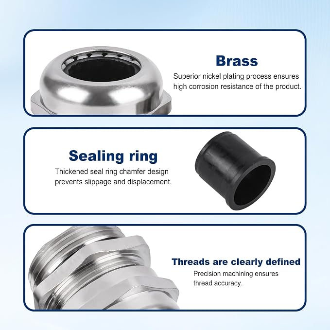 NPT 3/4" Nickel-Plated Copper Waterproof Cable Glands - Image 7