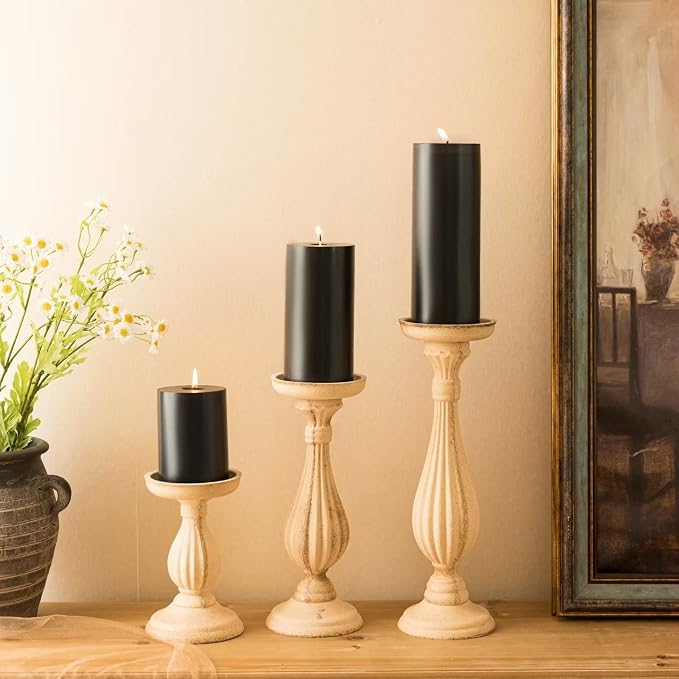 MOZEAL 3" x 4" Hand-Poured Unscented Candle, Dripless Pillar Candle Set of 3 - Image 6