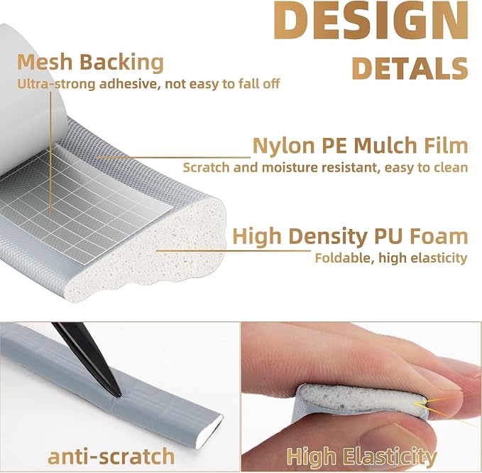 Kneelisa 118” Wedge-Shape Foam Window Weather Stripping Door Seal | - Image 3