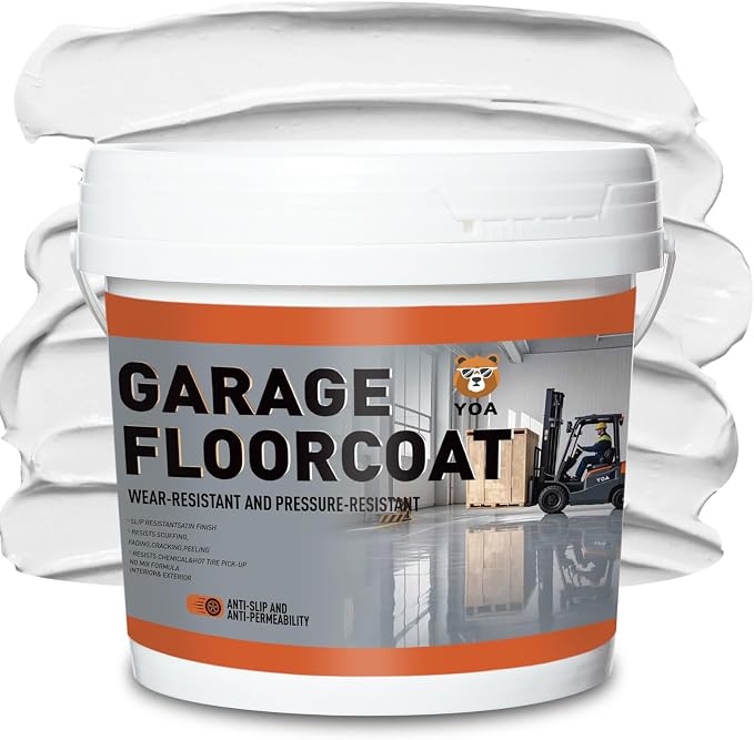 YOA Professional Concrete Garage Floor Paint White, Acrylic Resin Coating by YOA