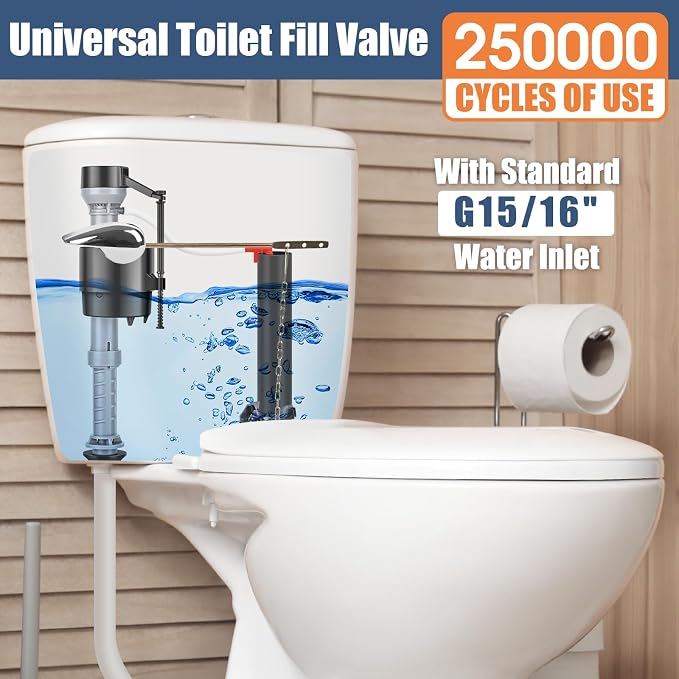 Universal Toilet Fill Valve Replacement Kit, Toilet Repair Kit Inside Tank - Image 2