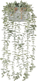 Mkono Fake Hanging Plants in Farmhouse Galvanized Pots by Mkono