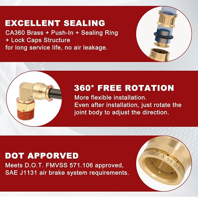 90° Swivel Male Elbow, 5/8" Tube x 1/2" NPT, DOT Approved 5PCS | - Image 4