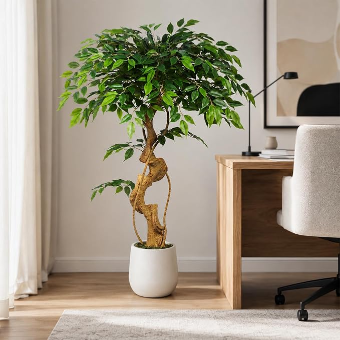 4FT Artificial Ficus Tree, 48in Fake Silk Tree - Image 7