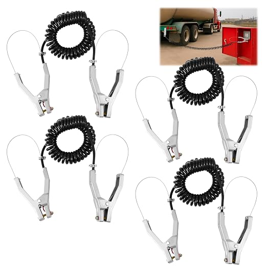 Copkim 4 Sets Insulated Ground Cable Clip 16.4ft Coiled Grounding Anti Static by Copkim