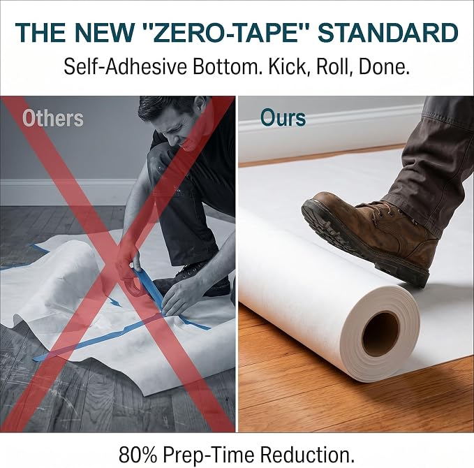40"x168' Temporary Floor Protection, Self-Adhesive Floor Covering, 560 sqft - Image 3