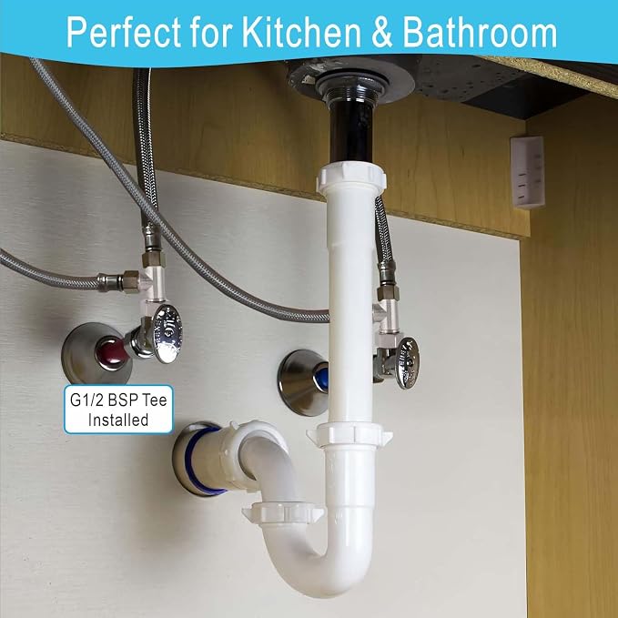 1/2" Chrome Brass Tee, Brass Chrome 3-Way Shower Diverter Valve | 1/2" Male x - Image 6