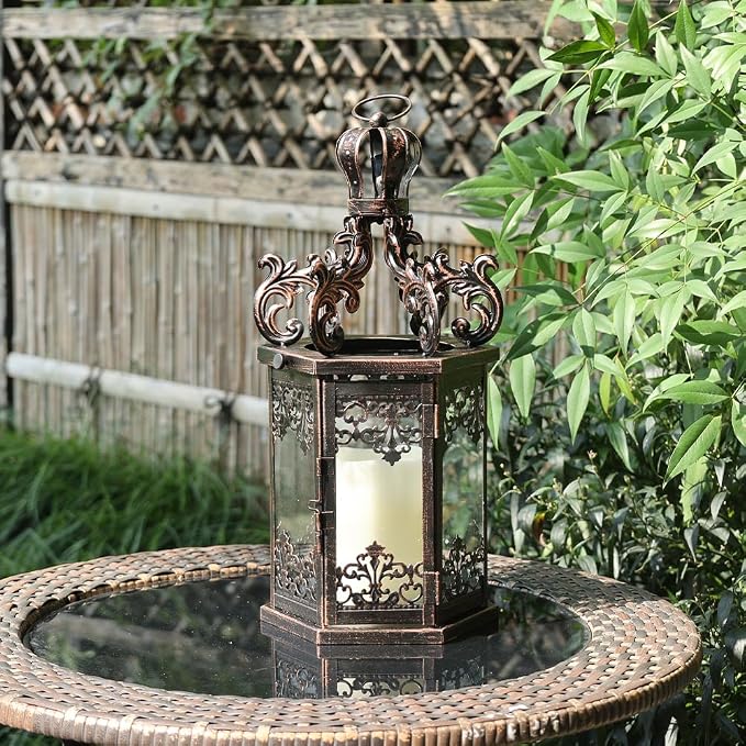 NEEDOMO Large Lanterns Decorative Outdoor, 17.7" Black Lanterns Decor Indoor - Image 3