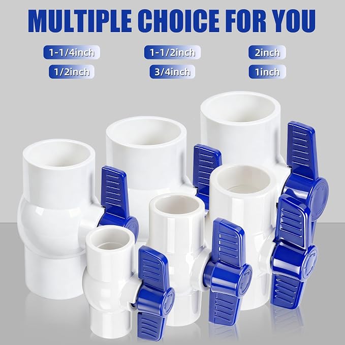 6 Pack PVC Ball Valve 1-1/4inch, PVC Water Pipe Shut Off Valve 1-1/4'' - Image 6