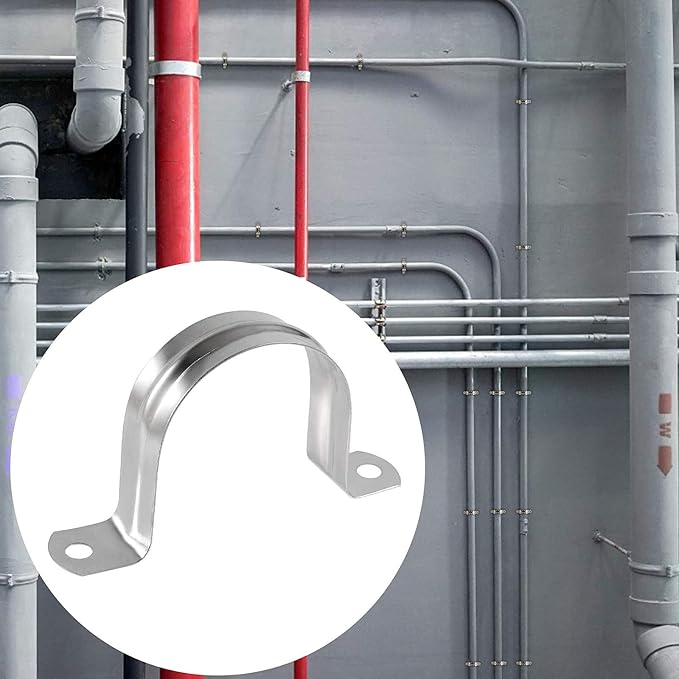 100 Pcs 3/4inch Rigid Pipe Strap, Two Hole Stainless Steel Strap U Bracket - Image 6