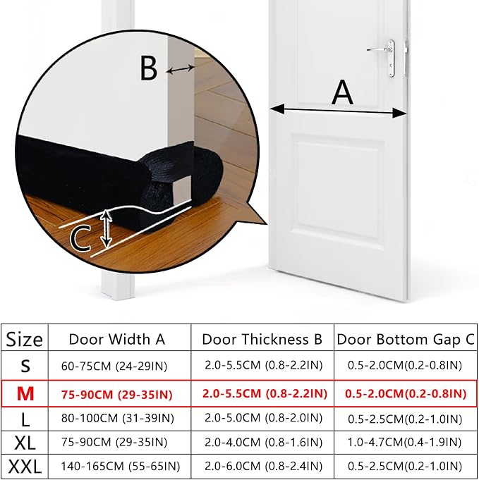BKSAI Door Draft Stopper for Doors 29-35" No Adhesive Draft Stopper for Bottom - Image 3