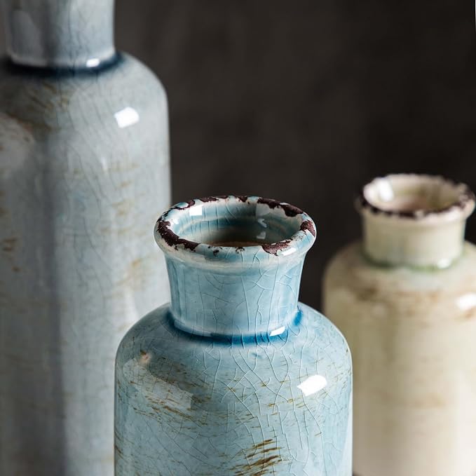 CwlwGO- Ceramic Vase Set of 3, Small Flower Vases - Image 5