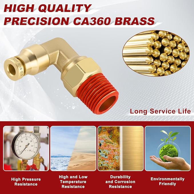 90° Swivel Male Elbow, 1/8" Tube x 1/8" NPT, DOT Approved 2PCS | - Image 2
