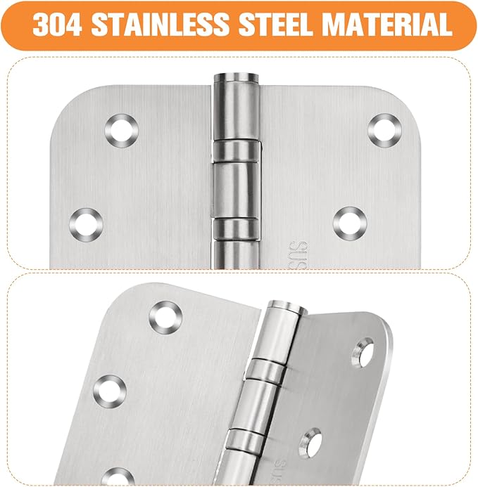 304 Stainless Steel Door Hinges 4 Inch Heavy Duty Ball Bearing Interior & - Image 4