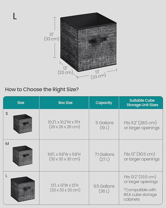 SONGMICS Storage Cubes, 13-Inch Foldable Closet Organizers | Non-Woven Fabric - Image 5
